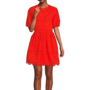 Antonio Melani x Kimberly Whitman Short Puff Sleeve Button Front Dress